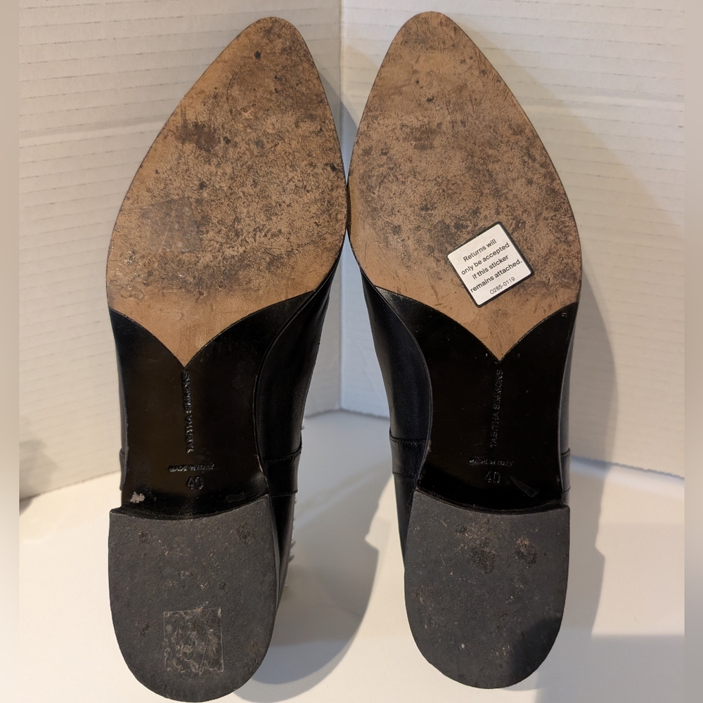 Tabitha Simmons Black Pump w Zipper & Chain Detail. EU Sz.40 Leather Made In Ita - Picture 5 of 16